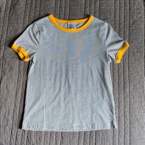 white and black stripped cropped shirt